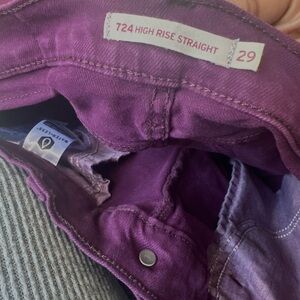 Purple High Rise Straight Jeans